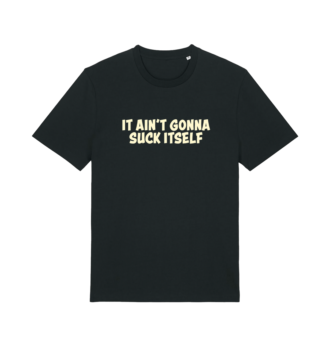 Black offensive t-shirt with the slogan 'it ain't gonna suck itself'