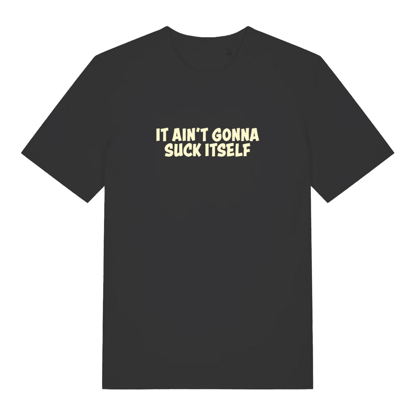black funny offensive t-shirt with the slogan 'it aint gonna suck itself'