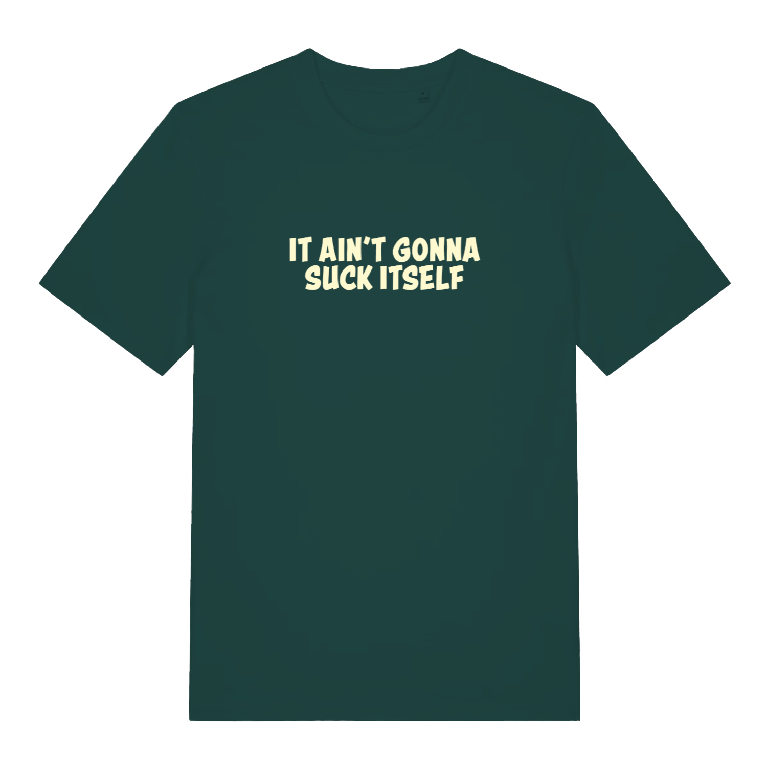 green funny offensive t-shirt with the slogan 'it aint gonna suck itself'