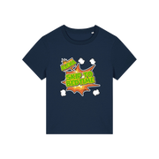 navy funny slogan t-shirt with 'alexa skip to bedtime'