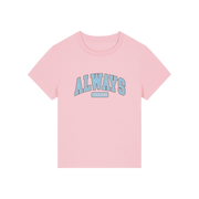 pink slogan t-shirt with 'always freezing'