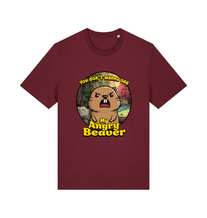 Burgundy Animal T-shirt with the graphic of a beaver