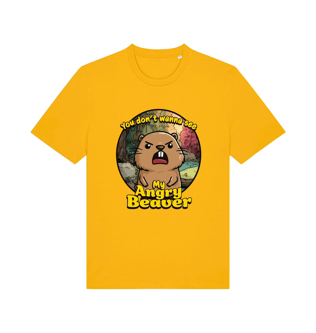 Yellow Animal T-shirt with the graphic of a beaver
