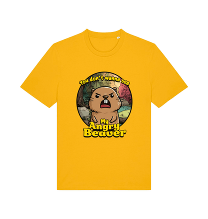 Yellow Animal T-shirt with the graphic of a beaver