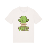 White funny t-shirt with a kawaii cartoon cactus and the slogan Annoying Prick