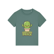 green funny offensive t-shirt with the graphic of a cactus and the slogan 'annoying prick'