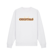 white christmas sweatshirt with the slogan 'christmas' and antlers at the top