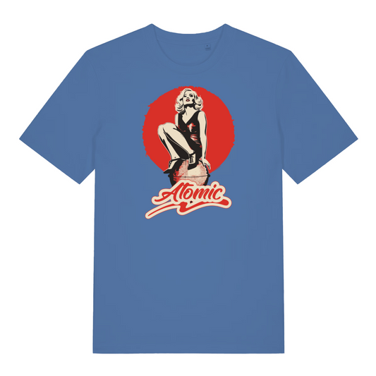 blue music t-shirt with a graphic that is inspired by the iconic band blondie