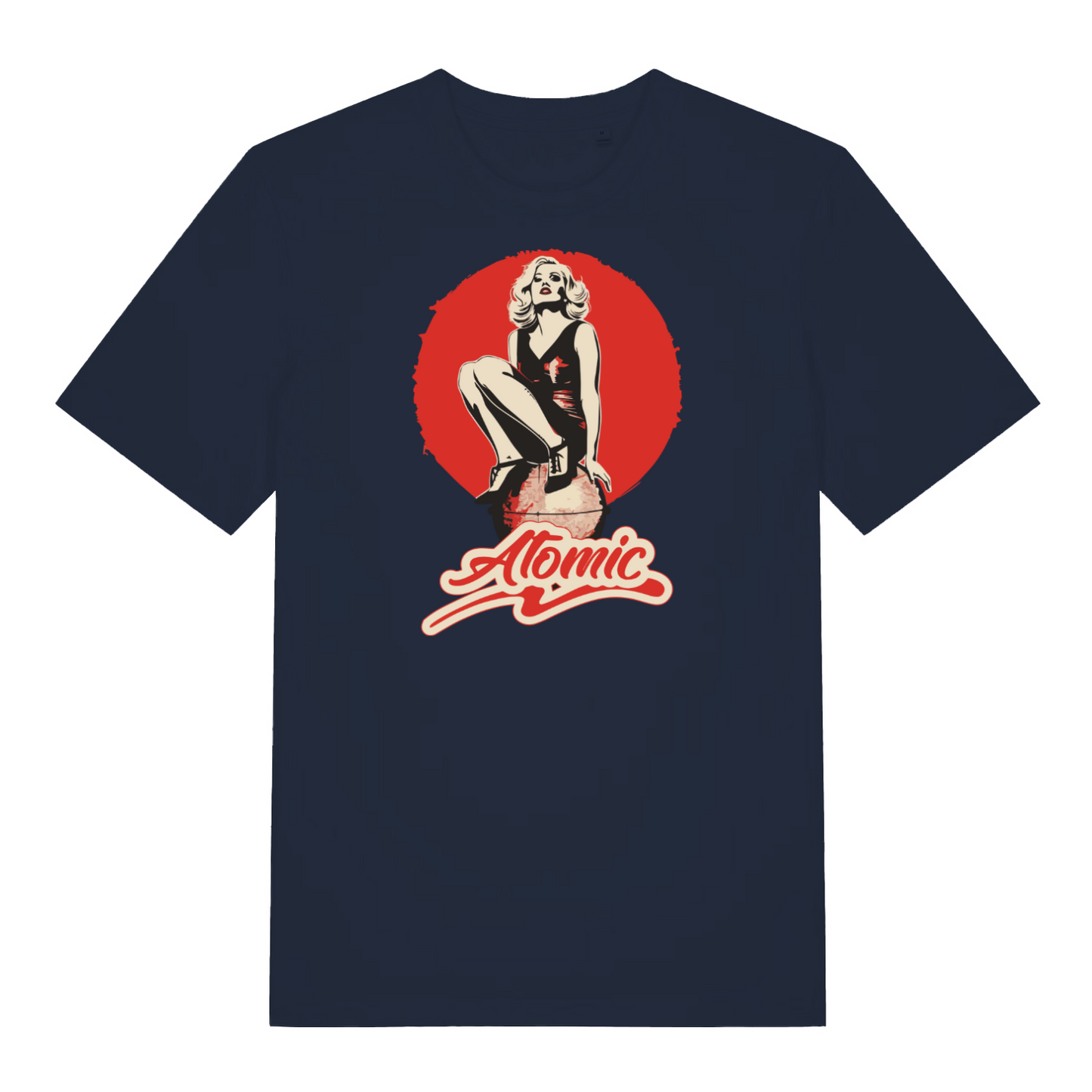 navy music t-shirt with a graphic that is inspired by the iconic band blondie