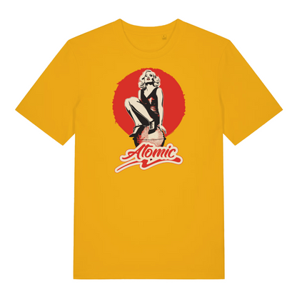 yellow music t-shirt with a graphic that is inspired by the iconic band blondie