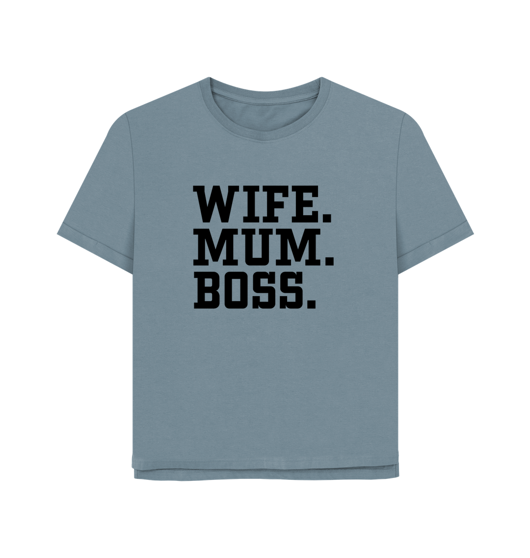 Stone Blue Wife Mum Boss Women's Relaxed Fit T-shirt