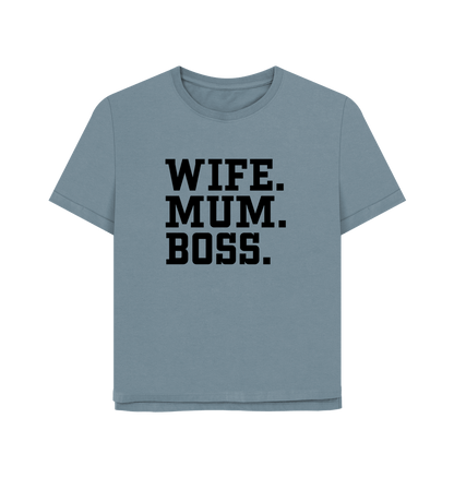 Stone Blue Wife Mum Boss Women's Relaxed Fit T-shirt