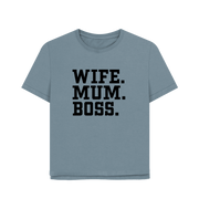 Stone Blue Wife Mum Boss Women's Relaxed Fit T-shirt