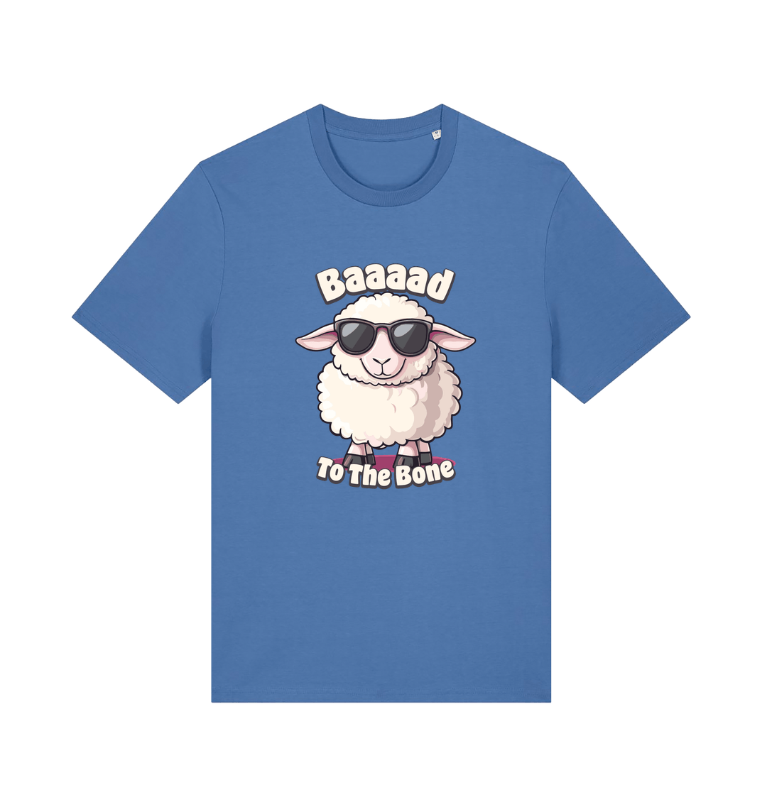 Blue animal tee with the graphic of a sheep