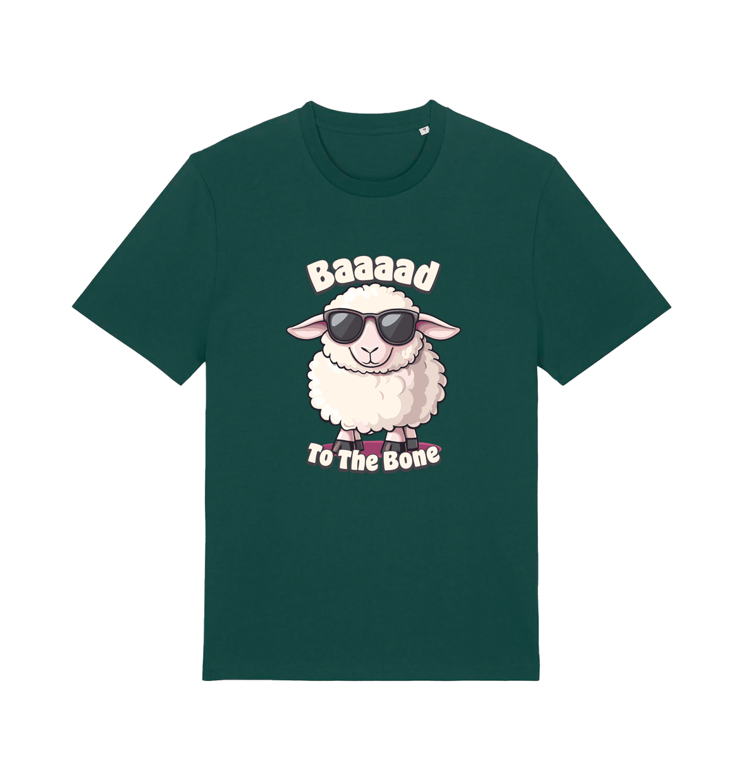 Green animal tee with the graphic of a sheep