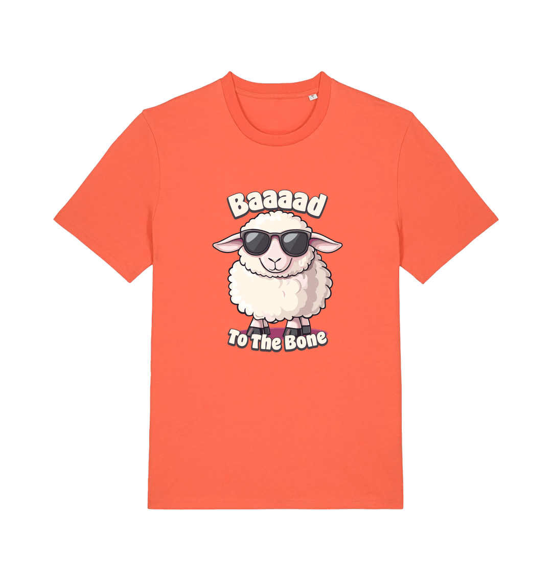 Orange animal tee with the graphic of a sheep