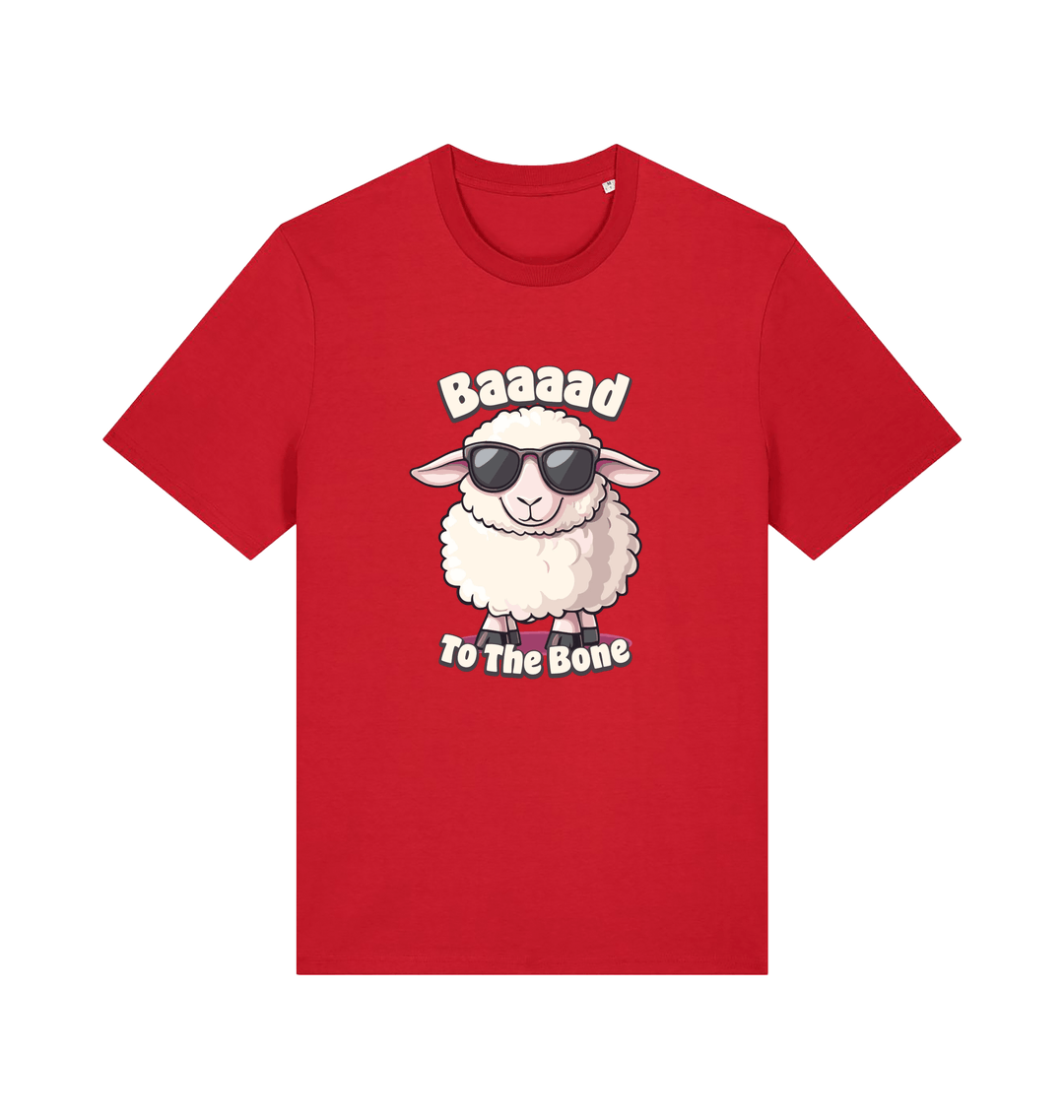 Red animal tee with the graphic of a sheep