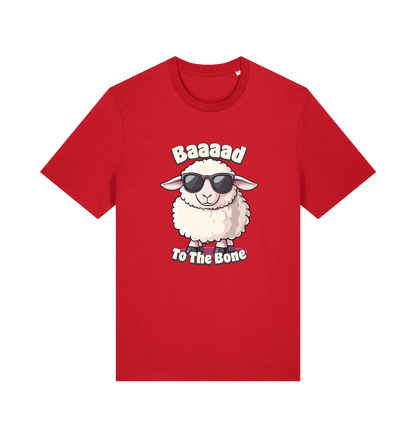 Red animal tee with the graphic of a sheep