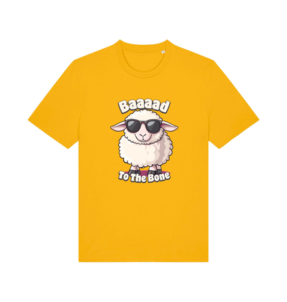 Yellow animal tee with the graphic of a sheep
