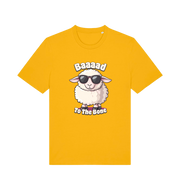 Yellow animal tee with the graphic of a sheep