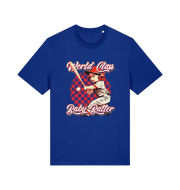 Blue offensive t-shirt with the graphic of a baby baseball player