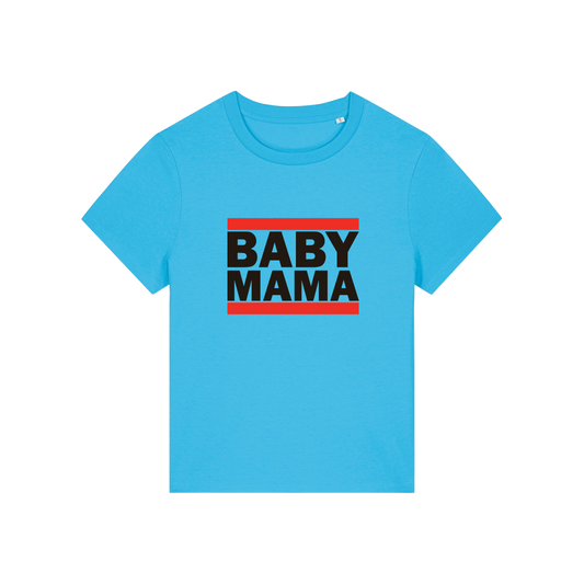 blue mum t-shirt with the slogan 'baby mama'