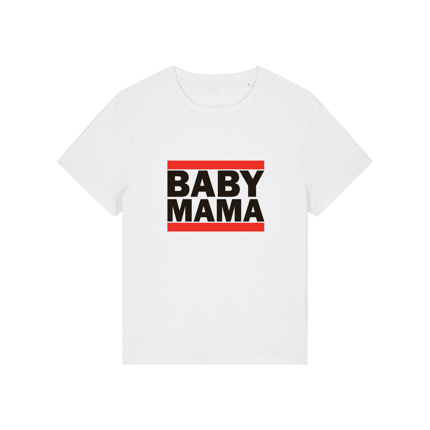 white mum t-shirt with the slogan 'baby mama'