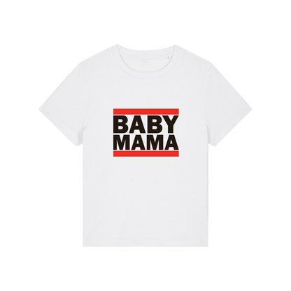 white mum t-shirt with the slogan 'baby mama'