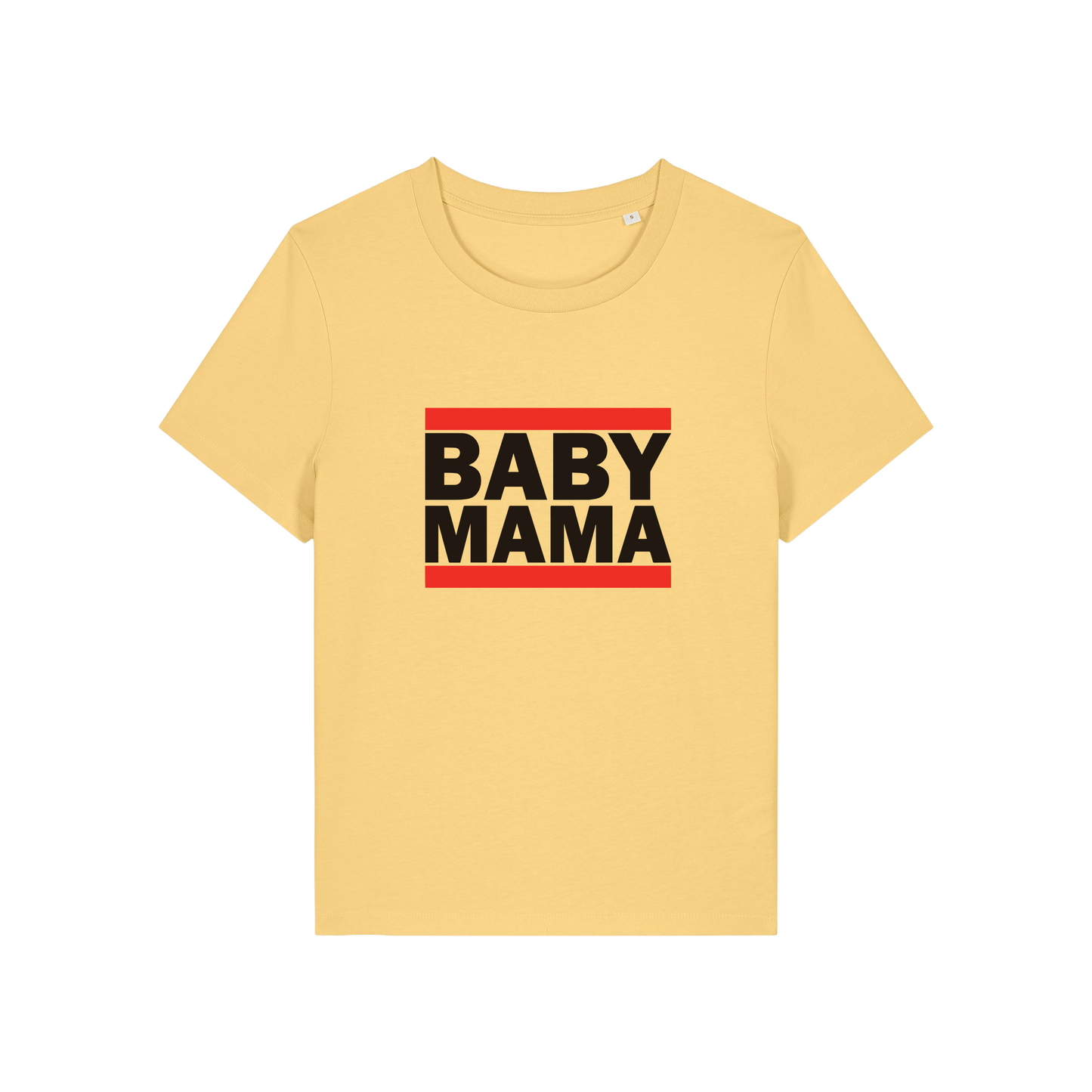 yellow mum t-shirt with the slogan 'baby mama'