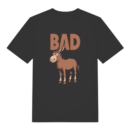 black women's funny animal t-shirt with the graphic of a donkey and the word 'bad'