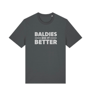Gray slogan t-shirt with 'Baldies Do It Better' text 