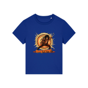 blue music t-shirt with the graphic of a man and the slogan 'bang a gong' inspired by an iconic 1970's band
