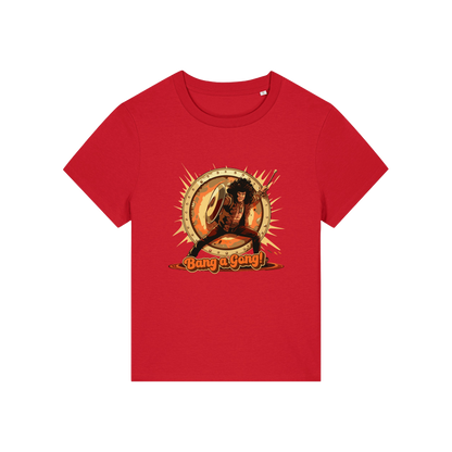 red music t-shirt with the graphic of a man and the slogan 'bang a gong' inspired by an iconic 1970's band