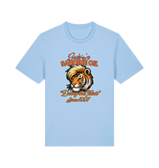 Light blue funny t-shirt with a graphic of a tiger inspired by the tiger king