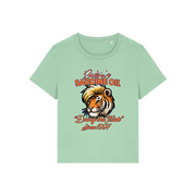 green funny graphic t-shirt inspired by the docu series tiger king featuring the graphic of a iger and the slogan 'baskins sardine oil'