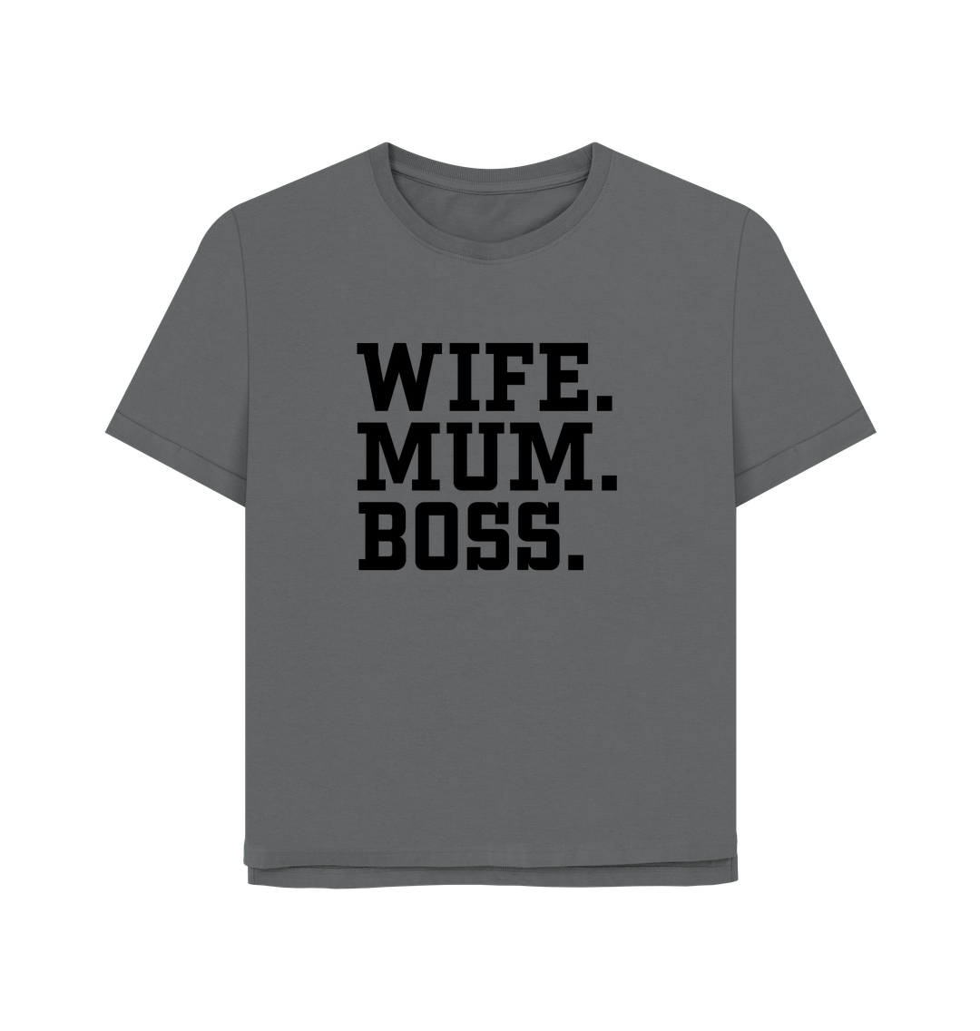 Slate Grey Wife Mum Boss Women's Relaxed Fit T-shirt