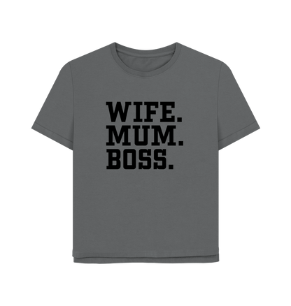 Slate Grey Wife Mum Boss Women's Relaxed Fit T-shirt