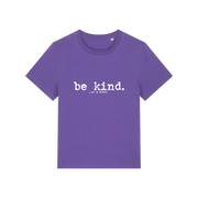 purple sarcastic t-shirt with the slogan 'be kind .. of a bitch'