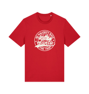 red christmas t-shirt with the slogan 'be naughty and save santa the trip'