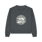 grey xmas sweater with the slogan 'be naughty save santa the trip'
