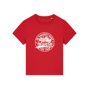 red christmas t-shirt with the slogan 'be naughty save santa the trip'