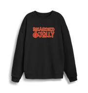 black christmas sweater with the slogan 'bearded and jolly'
