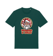 green christmas t-shirt with a graphic of santa and the text 'bearded and jolly'