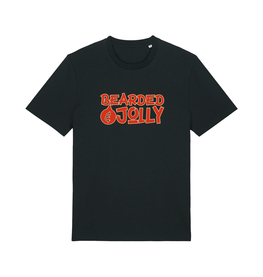 Black christmas t-shirt with 'Bearded Jolly' text 