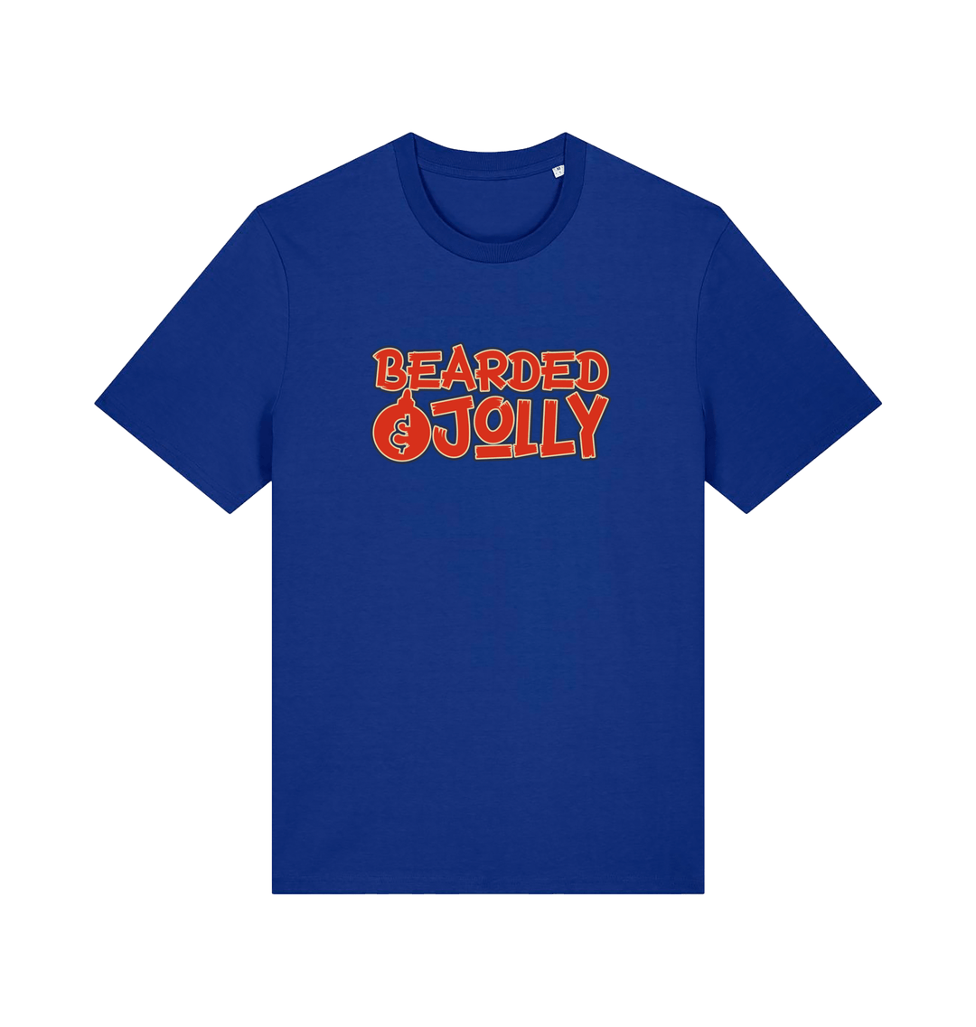 Blue christmas t-shirt with 'Bearded Jolly' text 