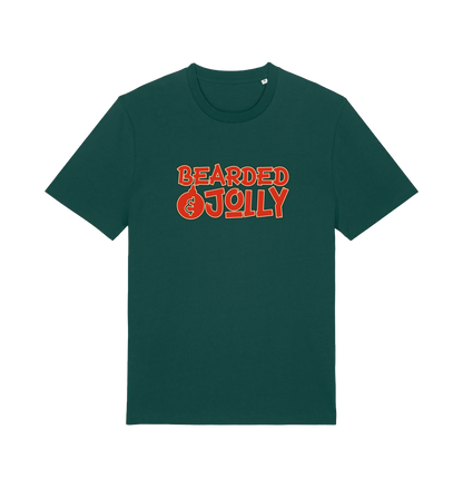 green christmas t-shirt with 'Bearded Jolly' text 