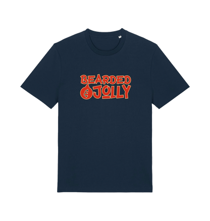 navy christmas t-shirt with 'Bearded Jolly' text 