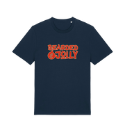 navy christmas t-shirt with 'Bearded Jolly' text 