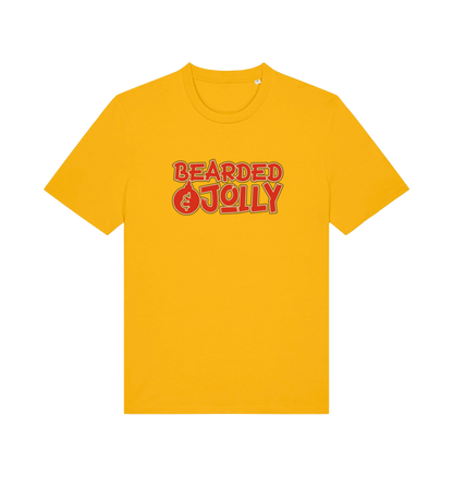 yellow christmas t-shirt with 'Bearded Jolly' text 
