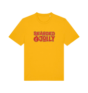 yellow christmas t-shirt with 'Bearded Jolly' text 